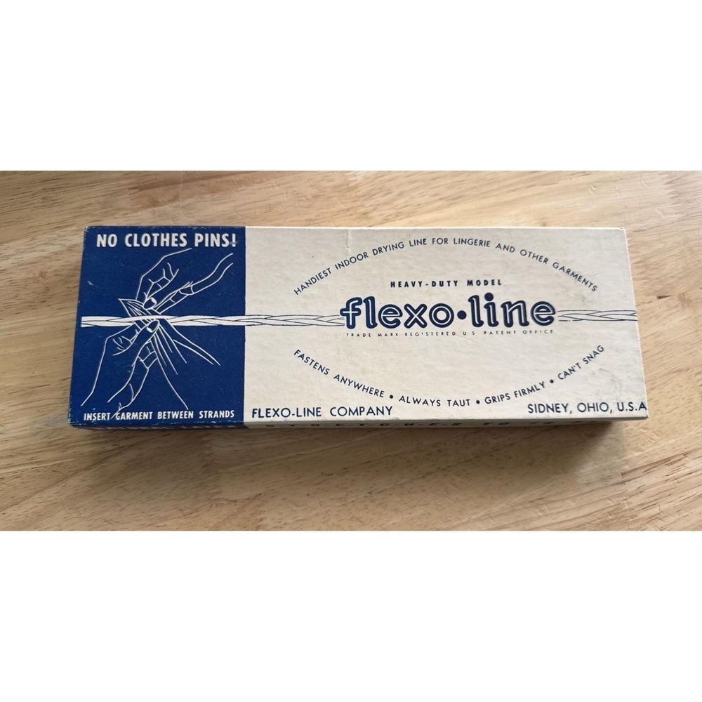 Vintage Flexo-Line Travel Clothesline Heavy Duty Model Sidney Ohio Original Box